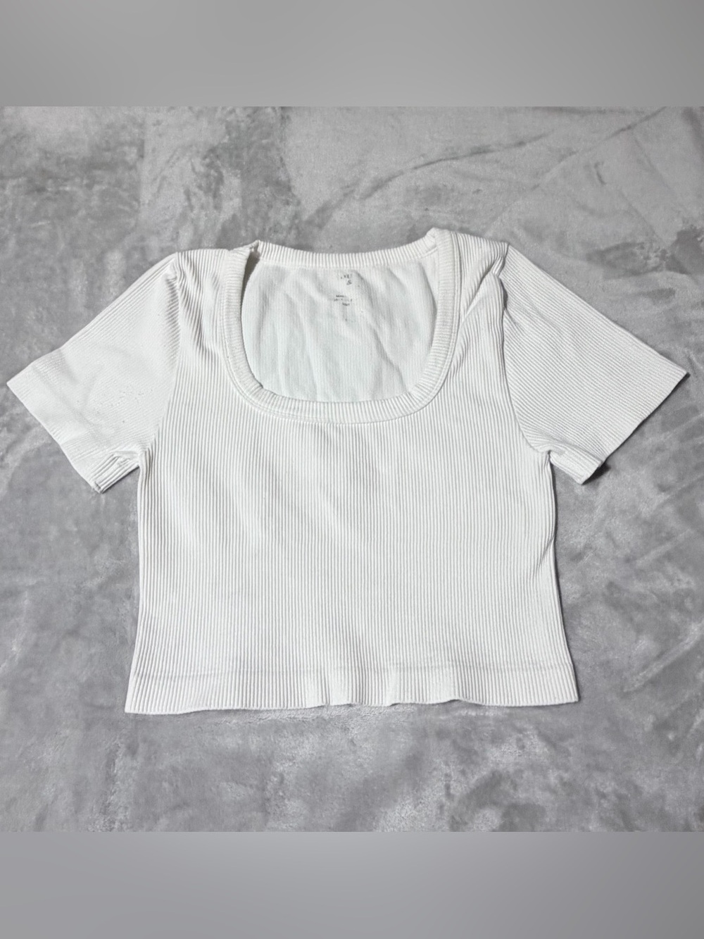 Women’s White Ribbed Square Neck Crop Top - Picture 1 of 5
